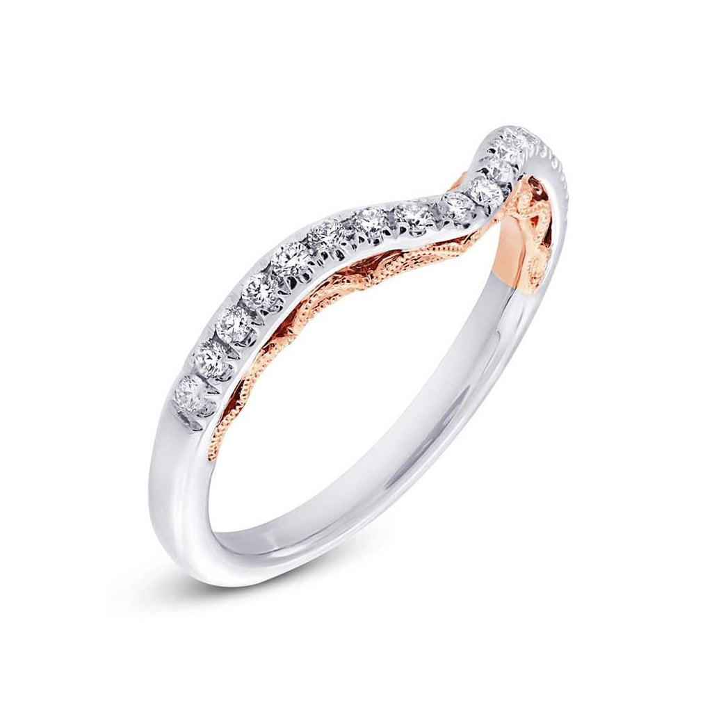 0.27 Ctw 14k Two-tone Rose Gold Diamond Shadow Band