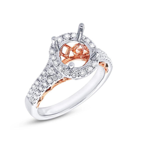 0.60 Ctw 14k Two-tone Rose Gold Diamond Semi-mount Ring