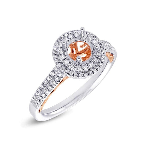 0.37 Ctw 14k Two-tone Rose Gold Diamond Semi-mount Ring For 0.75 Ctw Center