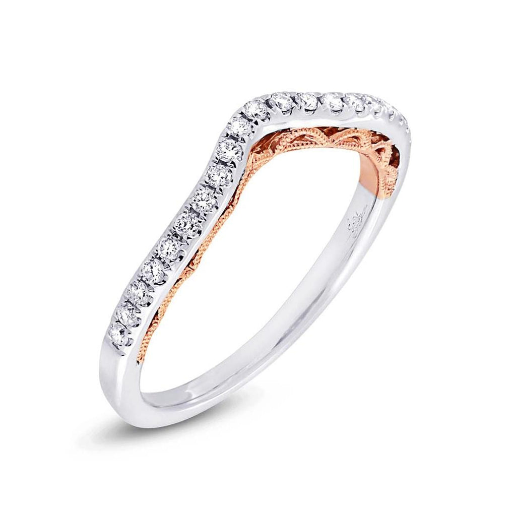 0.20 Ctw 14k Two-tone Rose Gold Diamond Shadow Band