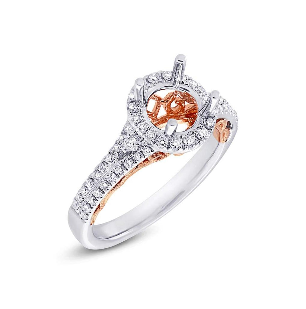 0.38 Ctw 14k Two-tone Rose Gold Diamond Semi-mount Ring