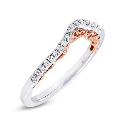 0.20 Ctw 14k Two-tone Rose Gold Diamond Shadow Band