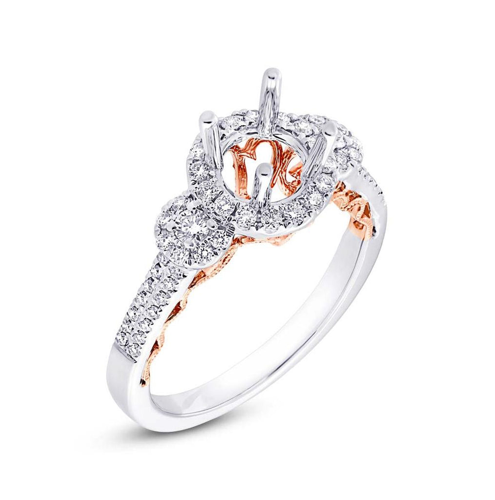 0.46 Ctw 14k Two-tone Rose Gold Diamond Semi-mount Ring