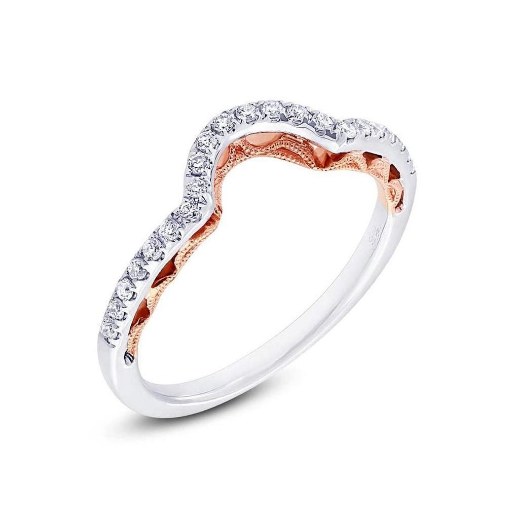 0.21 Ctw 14k Two-tone Rose Gold Diamond Shadow Band