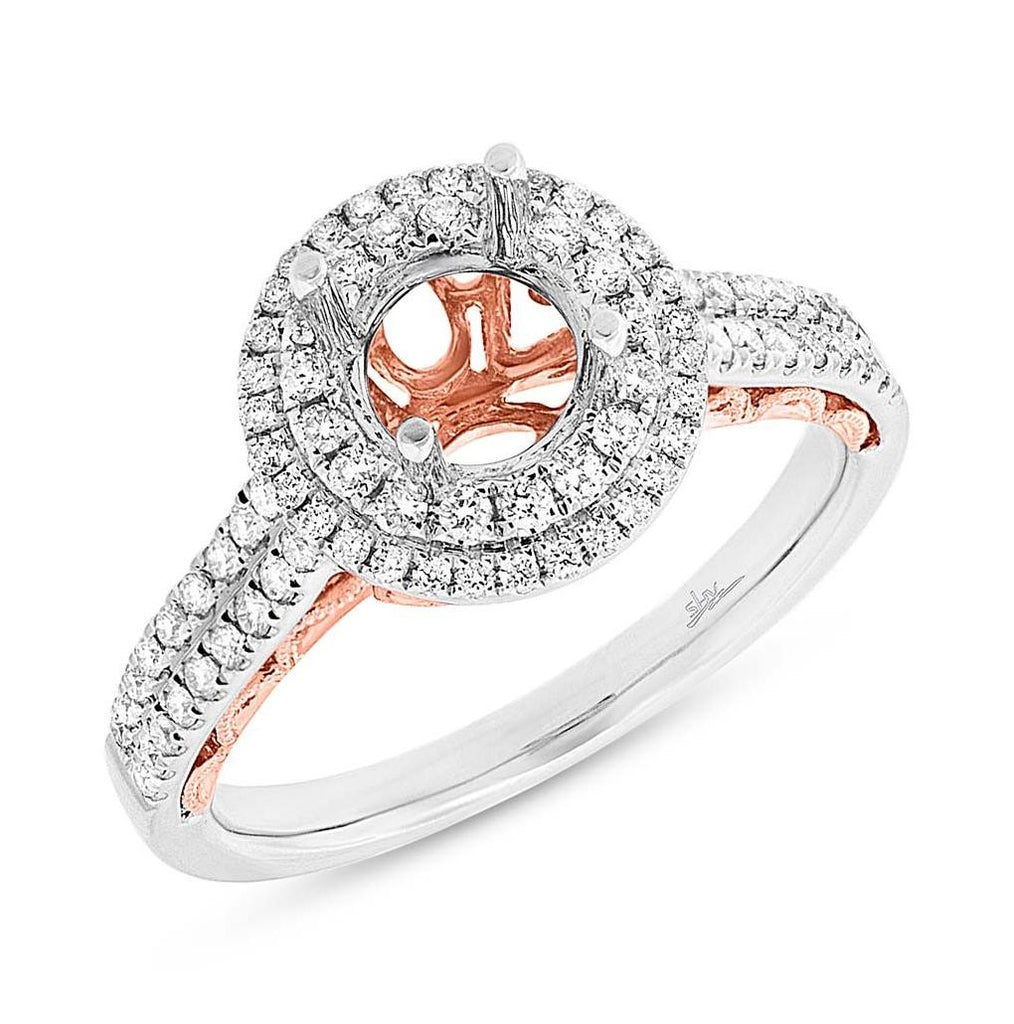 0.47 Ctw 14k Two-tone Rose Gold Diamond Semi-mount Ring