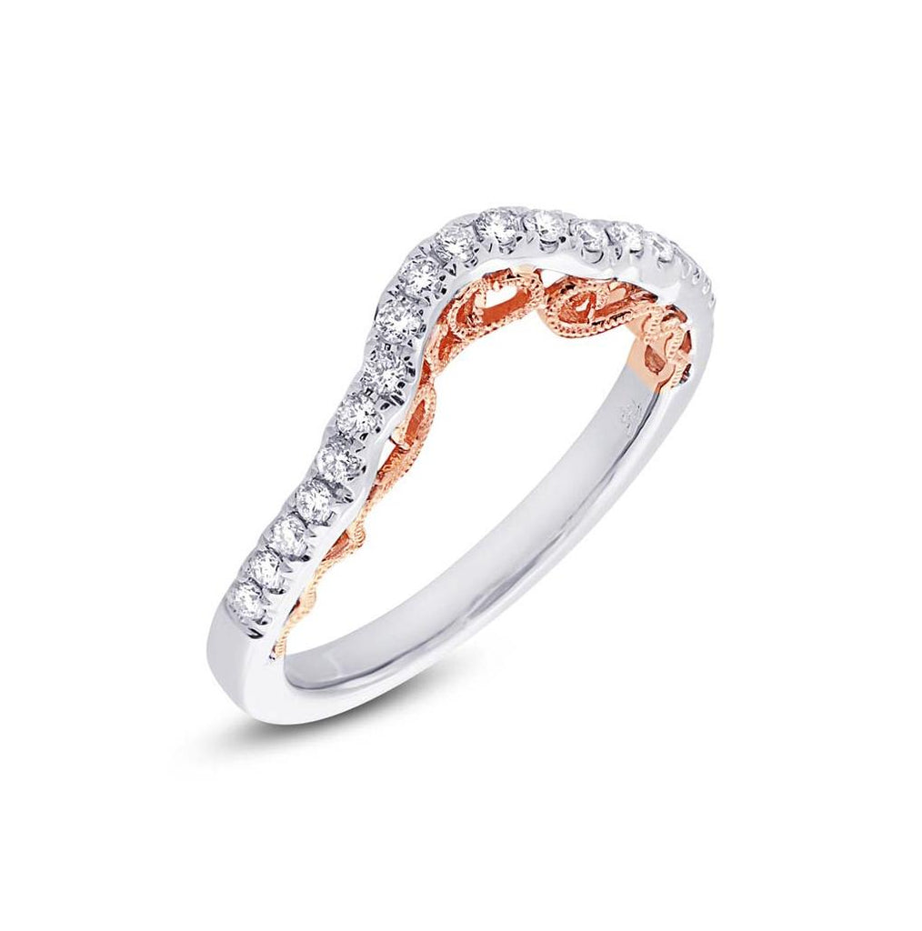 0.28 Ctw 14k Two-tone Rose Gold Diamond Shadow Band