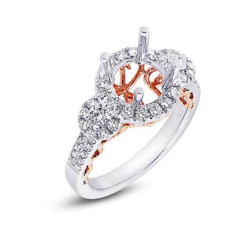 0.75 Ctw 14k Two-tone Rose Gold Diamond Semi-mount Ring