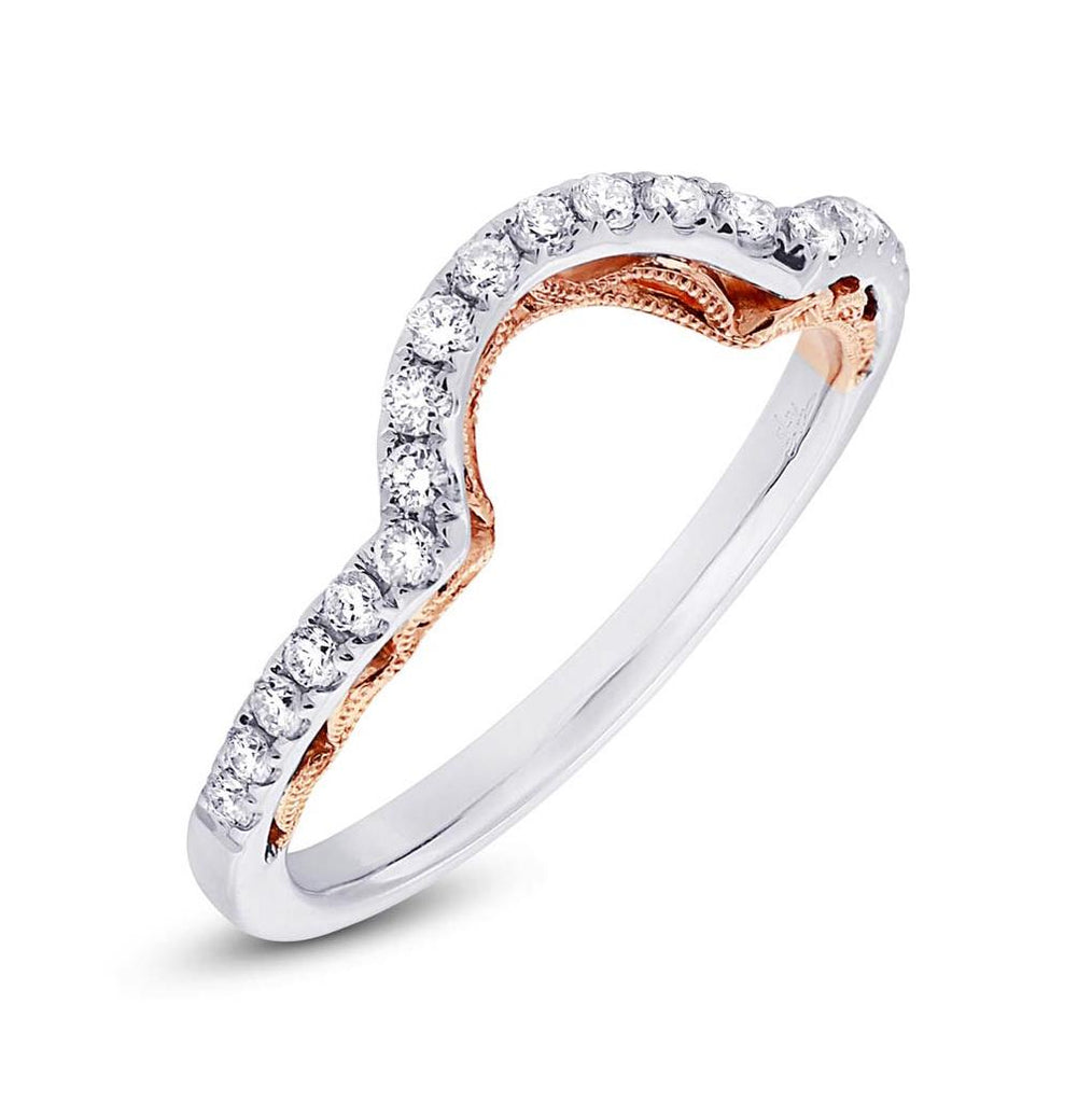 0.30 Ctw 14k Two-tone Rose Gold Diamond Shadow Band