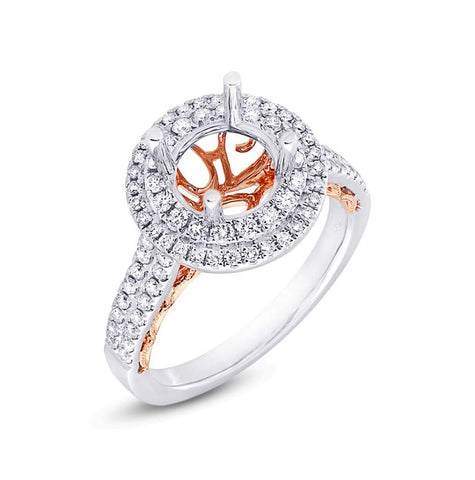 0.65 Ctw 14k Two-tone Rose Gold Diamond Semi-mount Ring