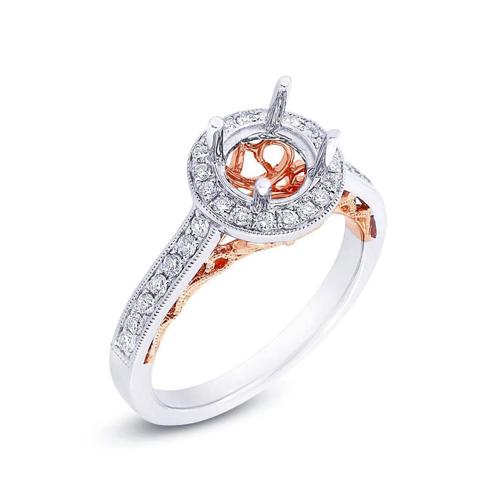 0.35 Ctw 14k Two-tone Rose Gold Diamond Semi-mount Ring For 1.00 Ctw Center