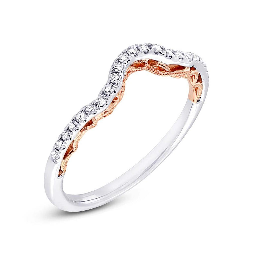 0.16 Ctw 14k Two-tone Rose Gold Diamond Shadow Band