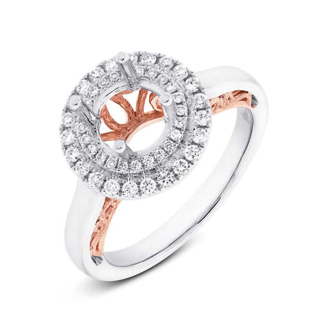 0.32 Ctw 14k Two-tone Rose Gold Diamond Semi-mount Ring