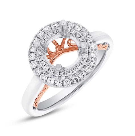 0.34 Ctw 14k Two-tone Rose Gold Diamond Semi-mount Ring