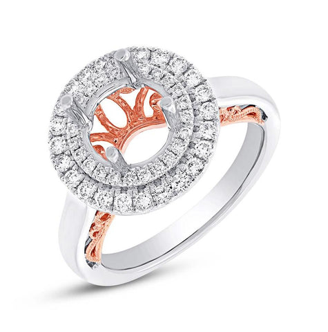0.46 Ctw 14k Two-tone Rose Gold Diamond Semi-mount Ring