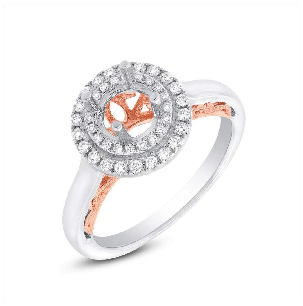 0.27 Ctw 14k Two-tone Rose Gold Diamond Semi-mount Ring