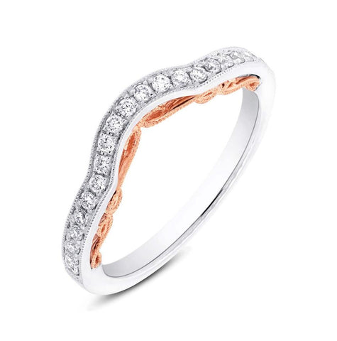 0.21 Ctw 14k Two-tone Rose Gold Diamond Shadow Band