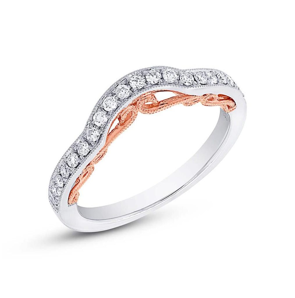 0.25 Ctw 14k Two-tone Rose Gold Diamond Shadow Band