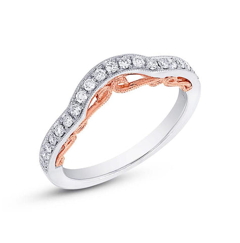 0.25 Ctw 14k Two-tone Rose Gold Diamond Shadow Band