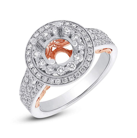 0.78 Ctw 14k Two-tone Rose Gold Diamond Semi-mount Ring