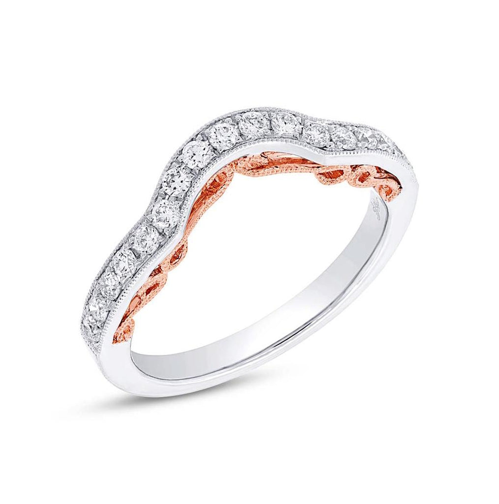 0.31 Ctw 14k Two-tone Rose Gold Diamond Shadow Band