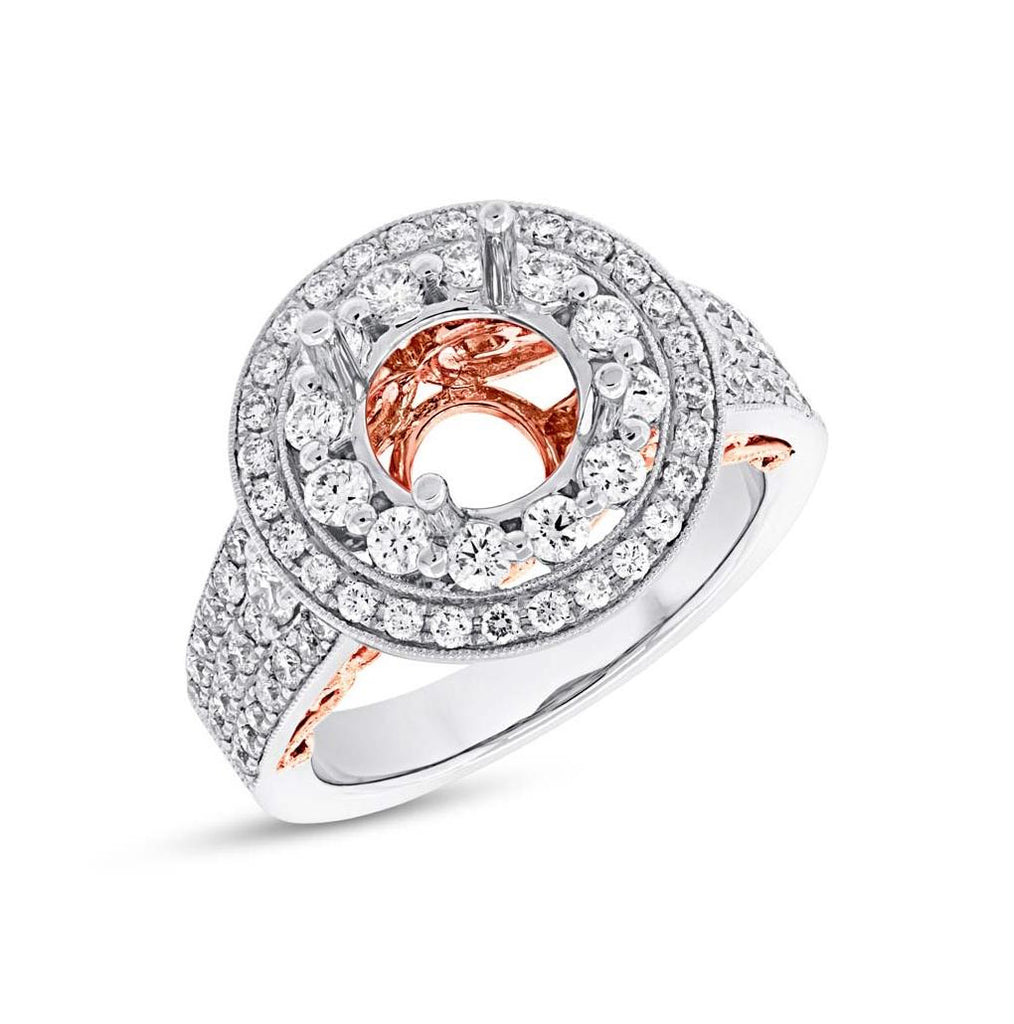 1.14 Ctw 14k Two-tone Rose Gold Diamond Semi-mount Ring