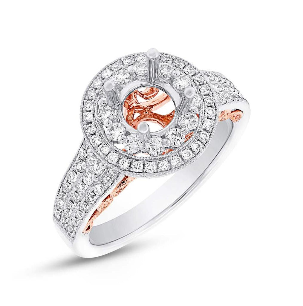 0.67 Ctw 14k Two-tone Rose Gold Diamond Semi-mount Ring