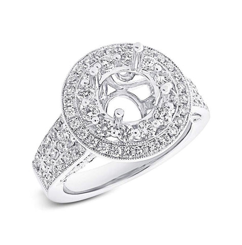 1.14 Ctw 14k White Gold Diamond Semi-mount Ring