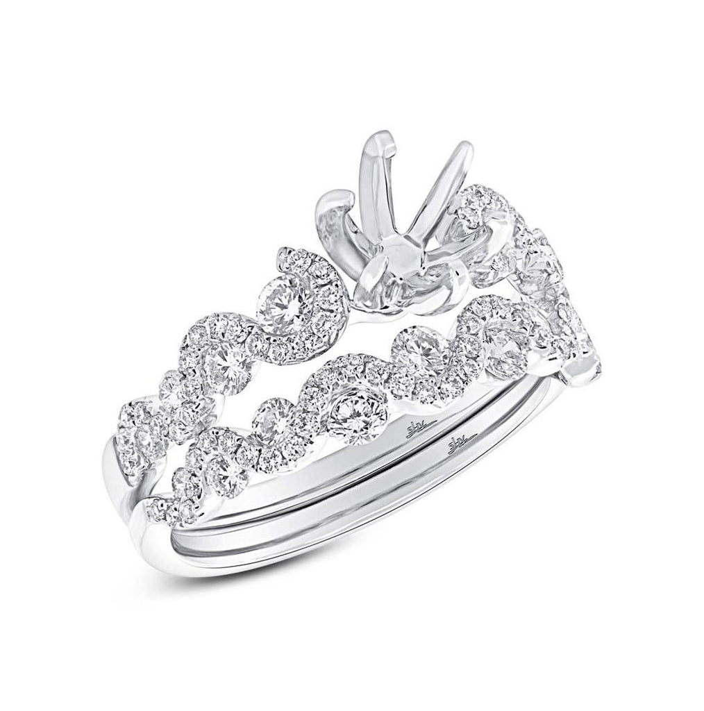 1.04 Ctw 14k White Gold Diamond Semi-mount Ring 2-pc For 1.00 Ctw Center