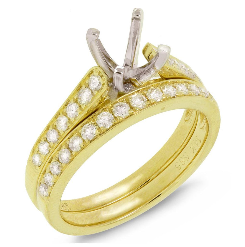 0.76 Ctw 14k Yellow Gold Diamond Semi-mount Ring 2-pc Size 8.75