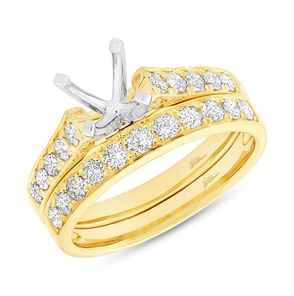 0.76 Ctw 14k Yellow Gold Diamond Semi-mount Ring 2-pc For 0.75 Ctw Center