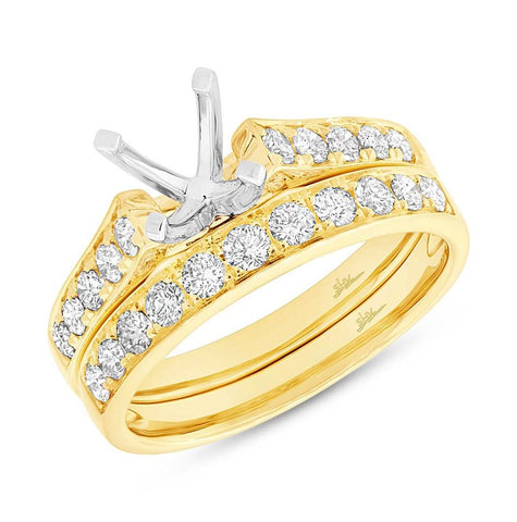 0.76 Ctw 14k Yellow Gold Diamond Semi-mount Ring 2-pc For 0.75 Ctw Center