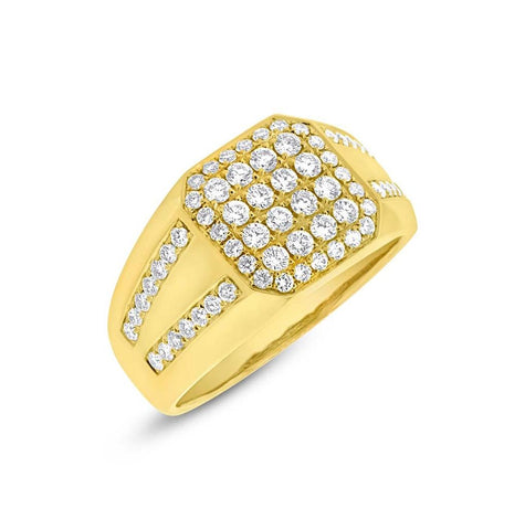 1.15 Ctw 14k Yellow Gold Diamond Mens Wedding Band Ring