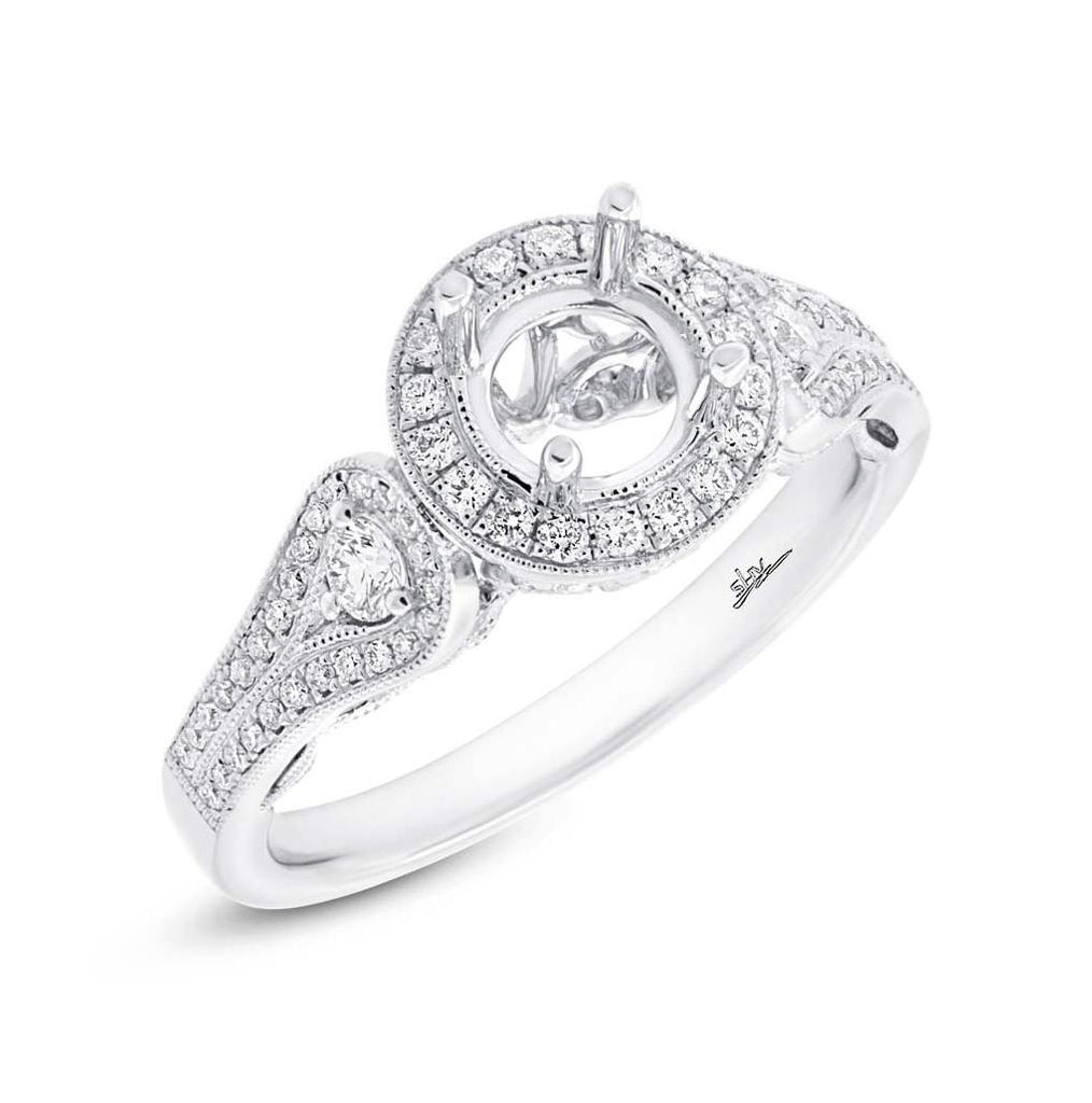 0.43 Ctw 14k White Gold Diamond Semi-mount Ring For 0.75 Ctw Center