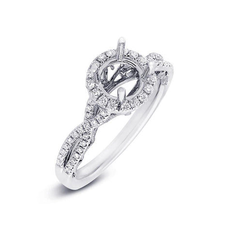 0.30 Ctw 14k White Gold Diamond Semi-mount Ring For 1.00 Ctw Center