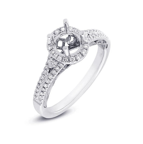 0.33 Ctw 14k White Gold Diamond Semi-mount Ring For 0.75 Ctw Center