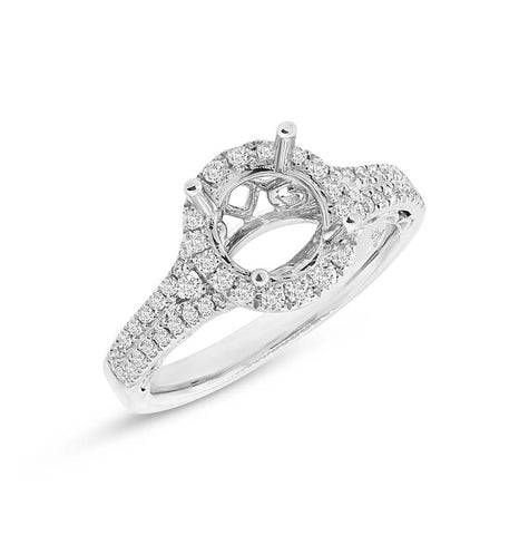 0.52 Ctw 14k White Gold Diamond Semi-mount Ring For 1.50 Ctw Center