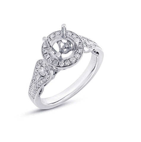 0.50 Ctw 14k White Gold Diamond Semi-mount Ring For 1.00 Ctw Center