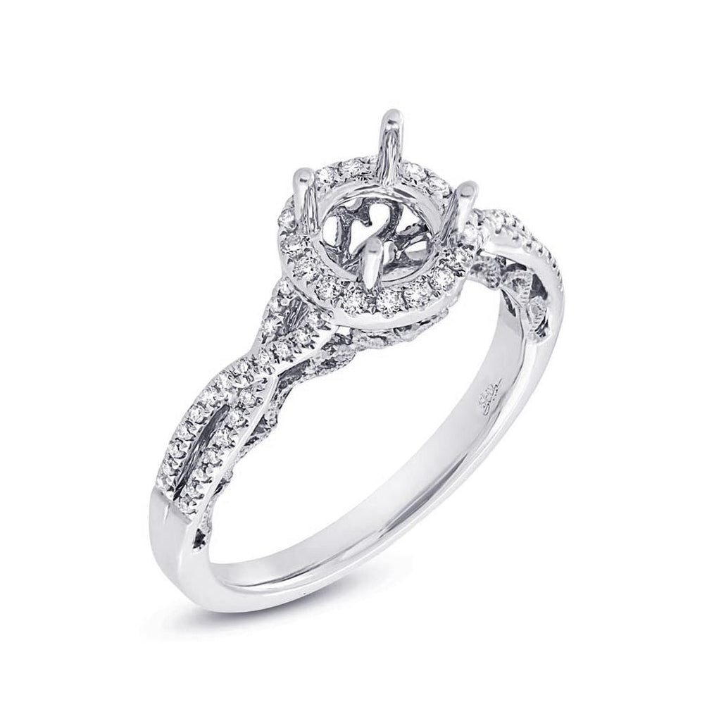 0.23 Ctw 14k White Gold Diamond Semi-mount Ring For 0.75 Ctw Center