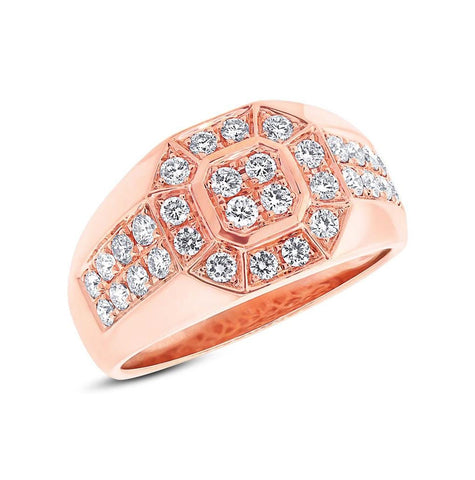 1.18 Ctw 14k Rose Gold Diamond Mens Wedding Band Ring