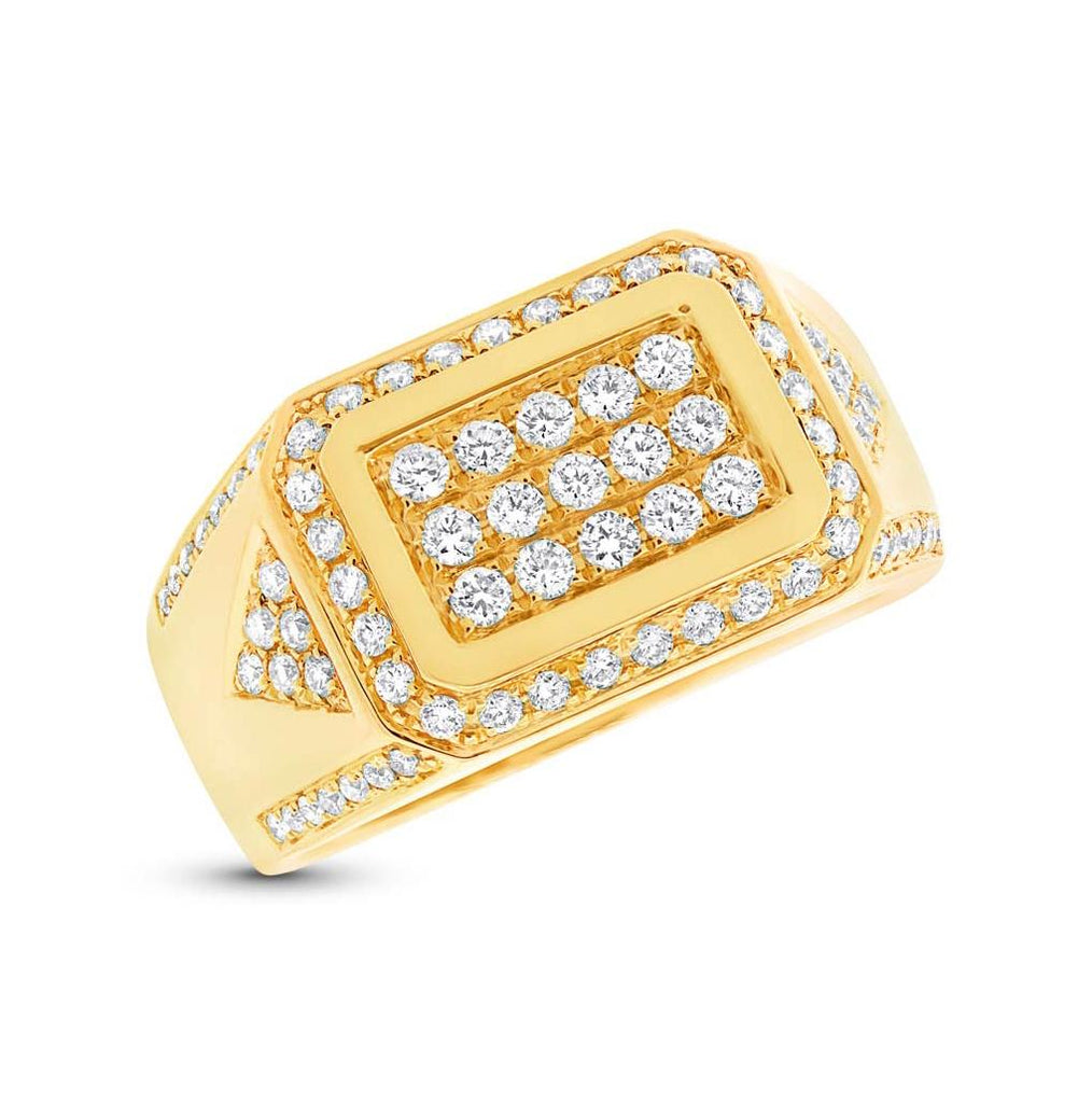 1.02 Ctw 14k Yellow Gold Diamond Mens Wedding Band Ring