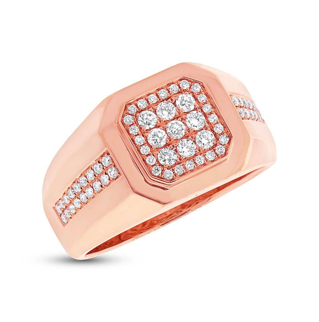 0.57 Ctw 14k Rose Gold Diamond Mens Wedding Band Ring