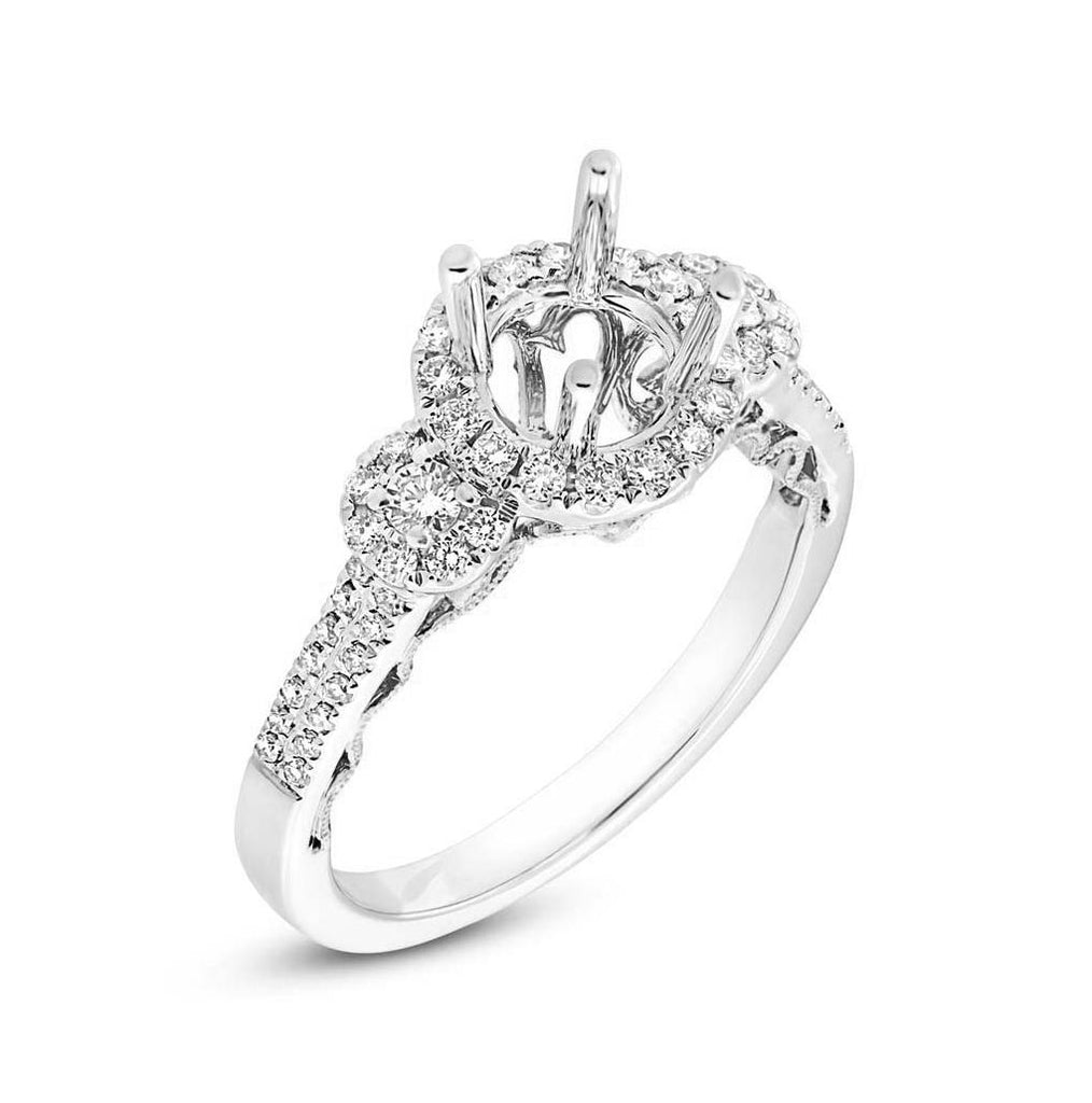 0.46 Ctw 14k White Gold Diamond Semi-mount Ring