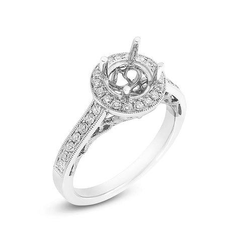 0.35 Ctw 14k White Gold Diamond Semi-mount Ring For 1.00 Ctw Center