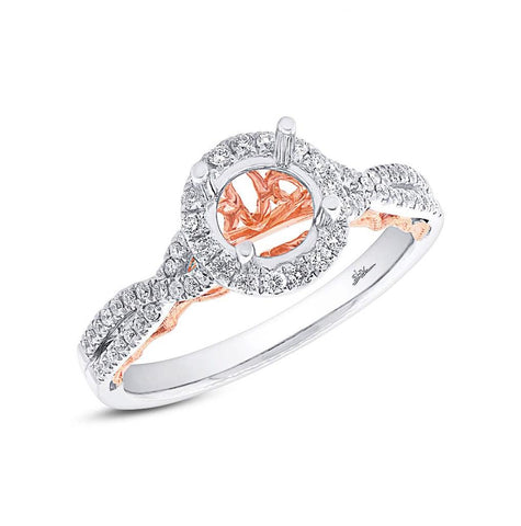 0.32 Ctw 14k Two-tone Rose Gold Diamond Semi-mount Ring