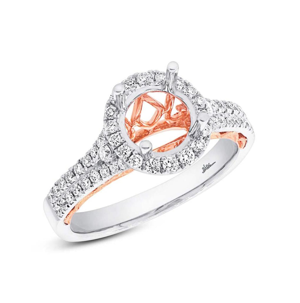 0.49 Ctw 14k Two-tone Rose Gold Diamond Semi-mount Ring