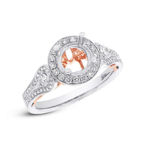 0.46 Ctw 14k Two-tone Rose Gold Diamond Semi-mount Ring