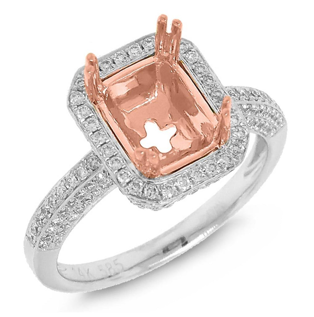 0.62 Ctw 14k Two-tone Rose Gold Diamond Semi-mount Ring Size 6