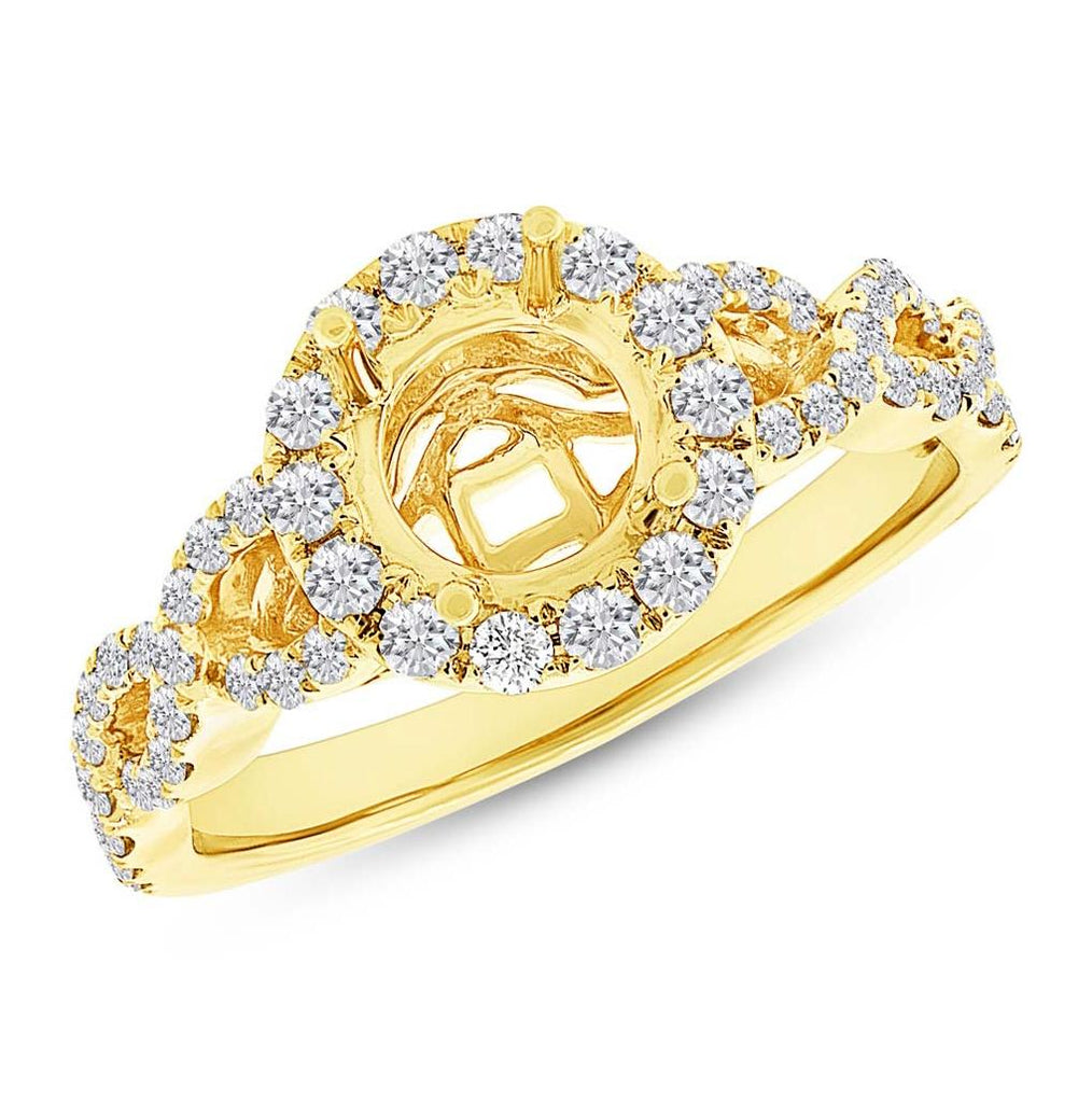 0.60 Ctw 14k Yellow Gold Diamond Semi-mount Ring For 1.00 Ctw Center