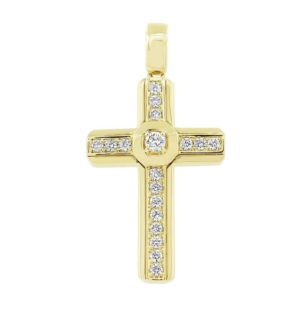 0.50 14k Yellow Gold Diamond Cross Pendant Necklace With 18 Inch Chain