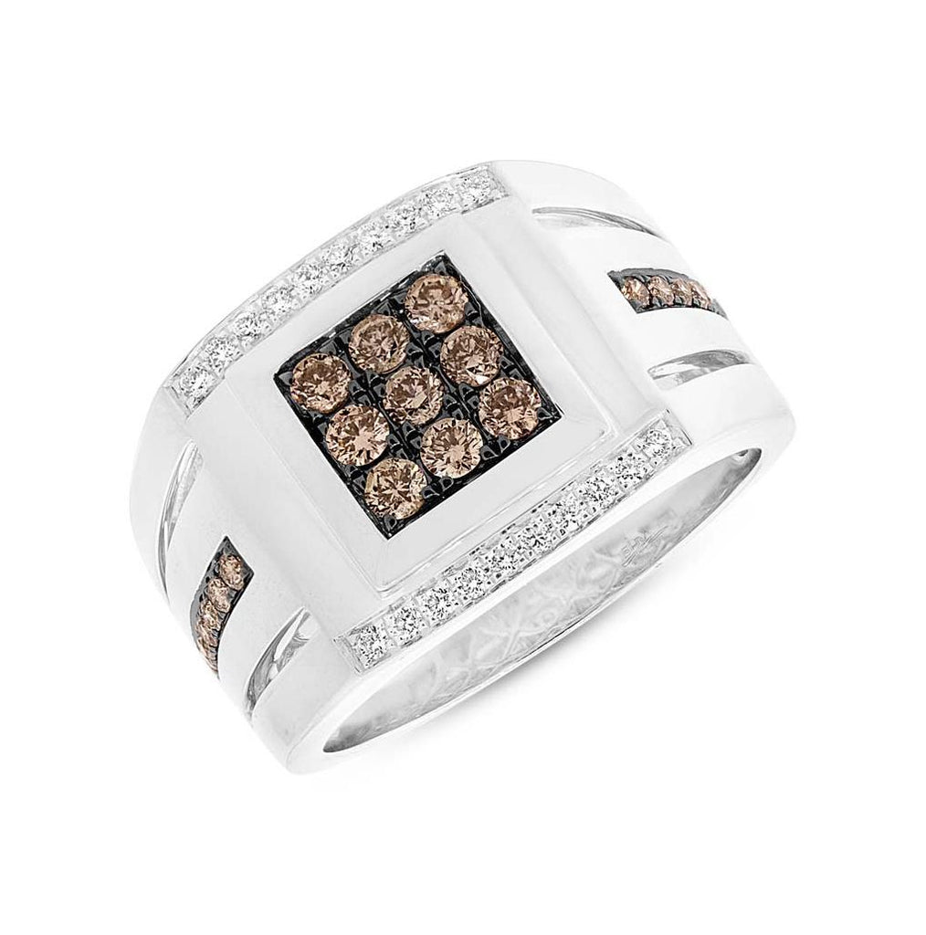 0.82 Ctw 14k White Gold Champagne Diamond Mens Wedding Band Ring